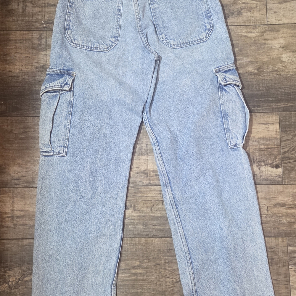 Vintage Chic Berkshka Light Blue Cargo Designer Jeans for Woman - Size 00 Pants - Picture 5 of 10